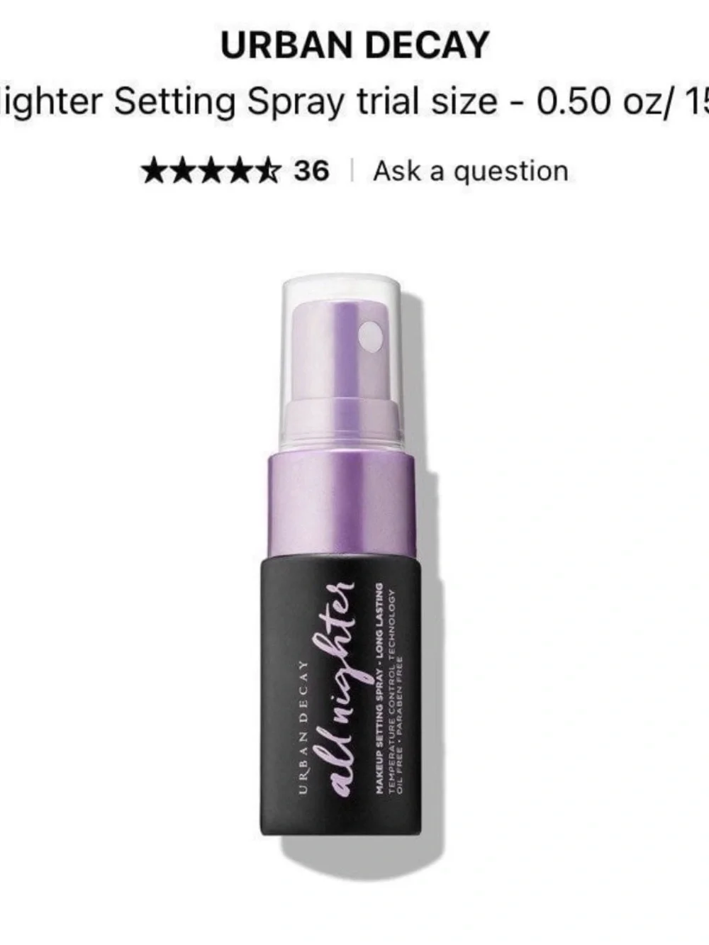 Urban Decay All Nighter Setting